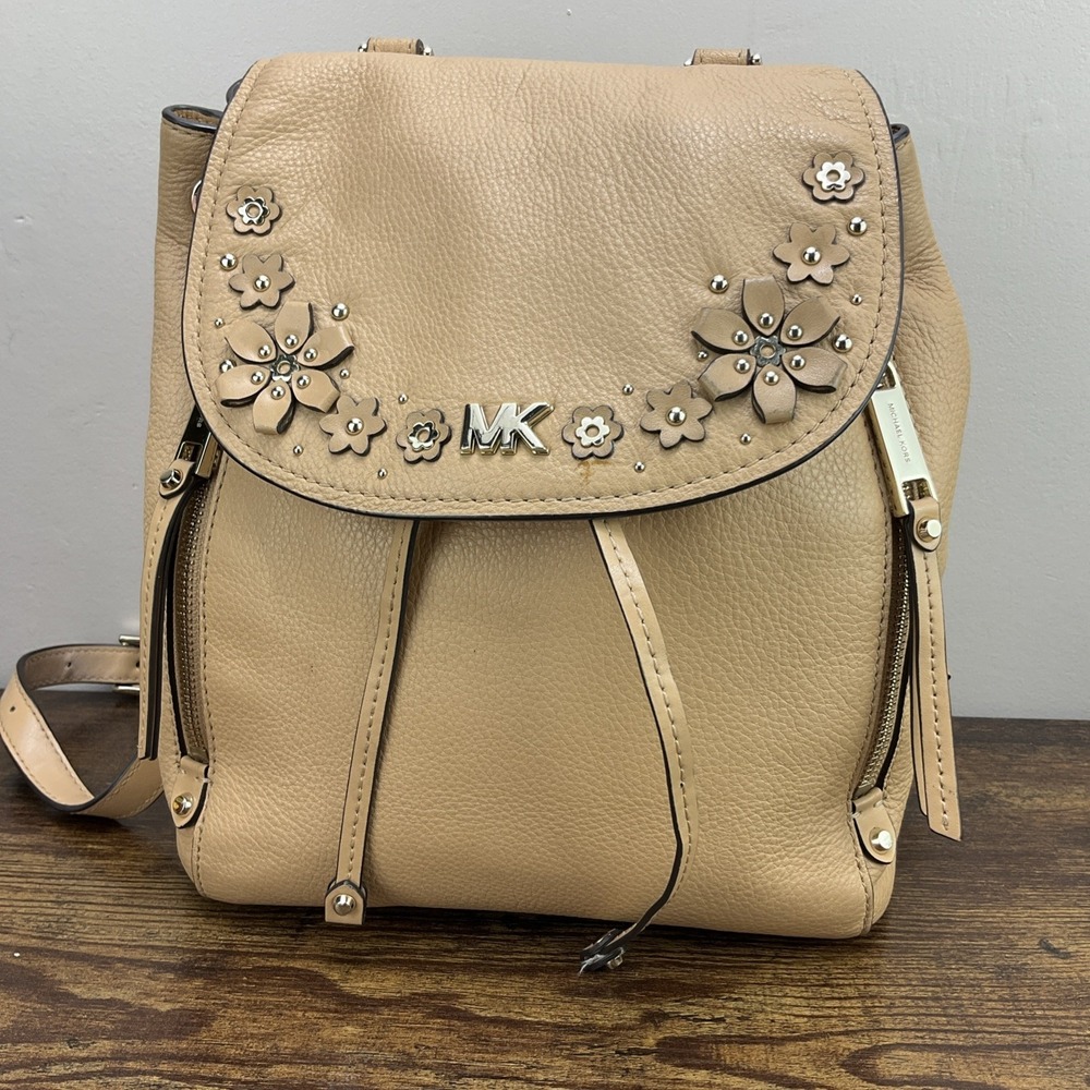 Michael Kors Leather Floral Evie Flower Garden Backpack Purse